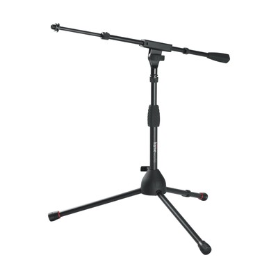 Short Tripod Base Microphone Stand with Soft Grip Twist Clutch, Boom Arm, and...