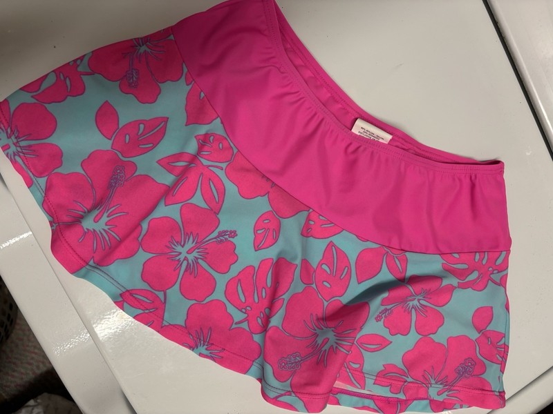 Girl’s Sz 12 Swim Nylon Spandex Skirt Cover Up Tropical Floral NWOT