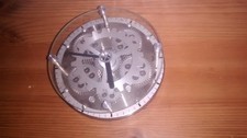 small Mechanical glass top desktop or Wall Clock Gears Cogs Silver