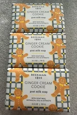 Set of 3 Beekman 1802 Goat Milk Soap Bar Ginger Cookie Cream Palm Size 3.5 Oz
