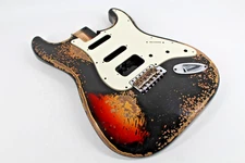 MJT Official Custom Vintage Aged Nitro Guitar Body Mark Jenny Black Alder 3lb6oz