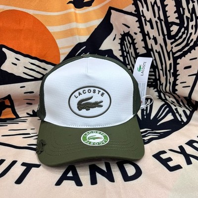 LACOSTE Men's Adjustable Green & White Outdoor Baseball Cap 