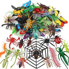 62-Pack Realistic Insect Toy Figures for Kids - Colorful Bug Play Set, Party Fav
