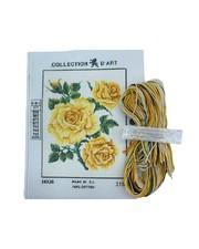 Quadretto Canovaccio Kit Mezzo Punto Aida + Matassine + Ago Disegno Fiore 14x18 