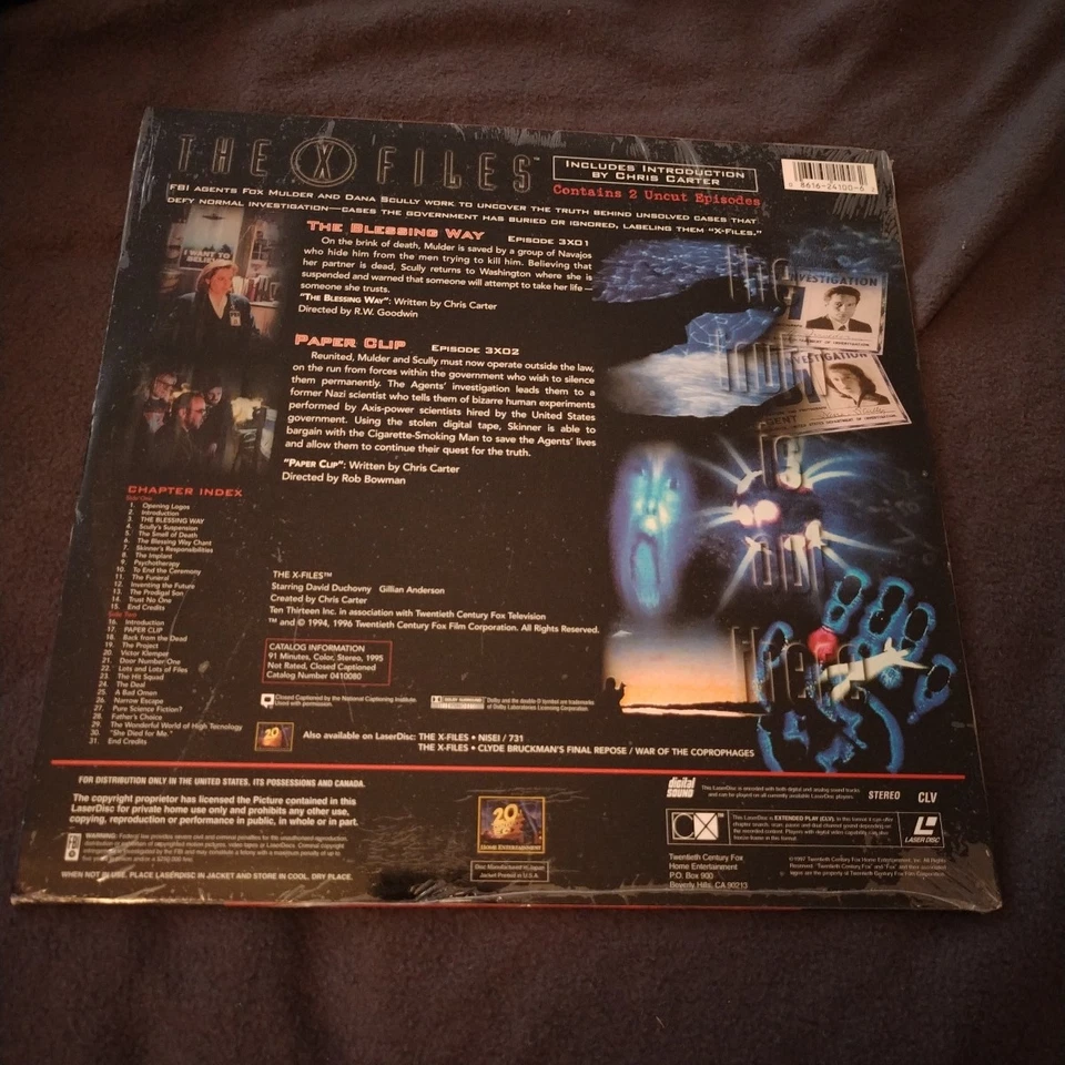 The X-Files - The Blessing Way/Paper Clip - Laserdisc Brand new - Image 2 of 2