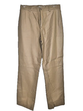 NINE WEST Tan Lamb Leather Straight Leg Pants, 6, NWOT $359