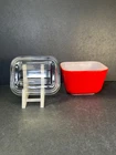 Vintage PYREX “Primary Red” #0501 1.5 Cup Refrigerator Dish + Ribbed Glass Lid