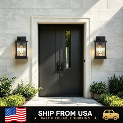 LETRY 2 Pack 9.5in Rectangle Metal Outdoor Wall Sconce Waterproof E26 Light New