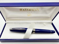 WATERMAN CHARLESTON BLUE FOUNTAIN PEN F 18K IN BOX