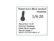 1/4-20 x 1" Knurled Thumb Screw 10 Pieces Aluminum Black Anodized Finish