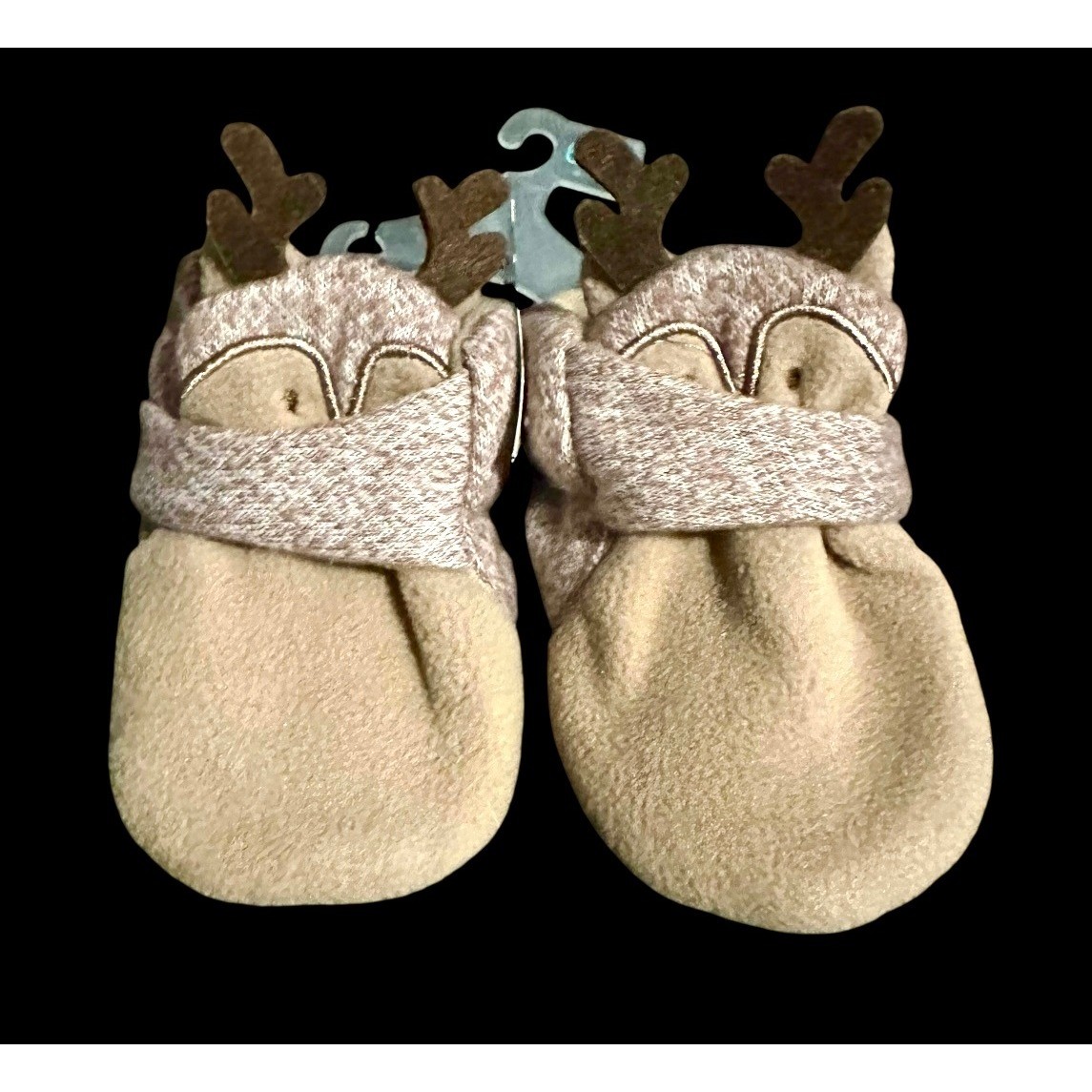 NWT Cat & Jack Reindeer Baby Slip On Booties Size 6-9 Months Cozy Warm Winter
