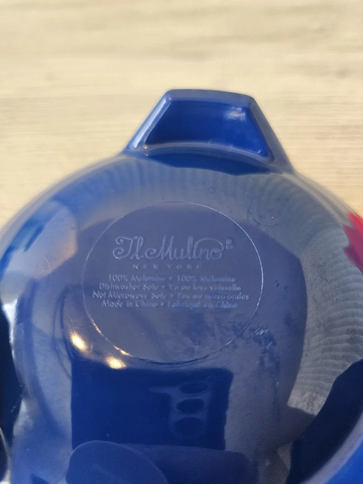 Par de cuencos de guacamole de salsa con patas de melamina il Mulino azul y rojo ¡Bonito! 6,25" Foto 4 de 4