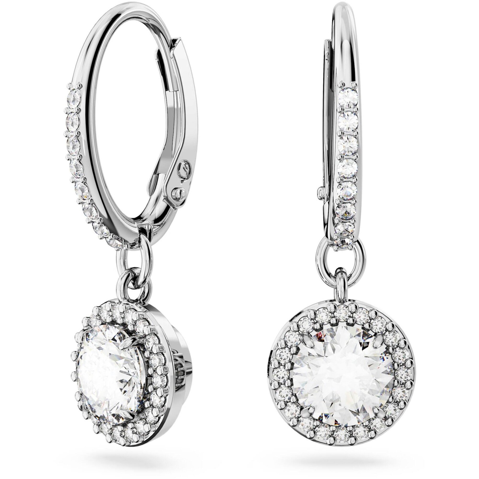 Swarovski Womens Drop Earrings Una Rhodium Plated Round Cut Angelic 5636270 15390₽