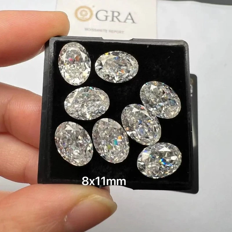 Loose Moissanite Stone 0.1-10ct Oval Cut D Color VVS1 GRA Certificate for Rings - Image 4 of 4