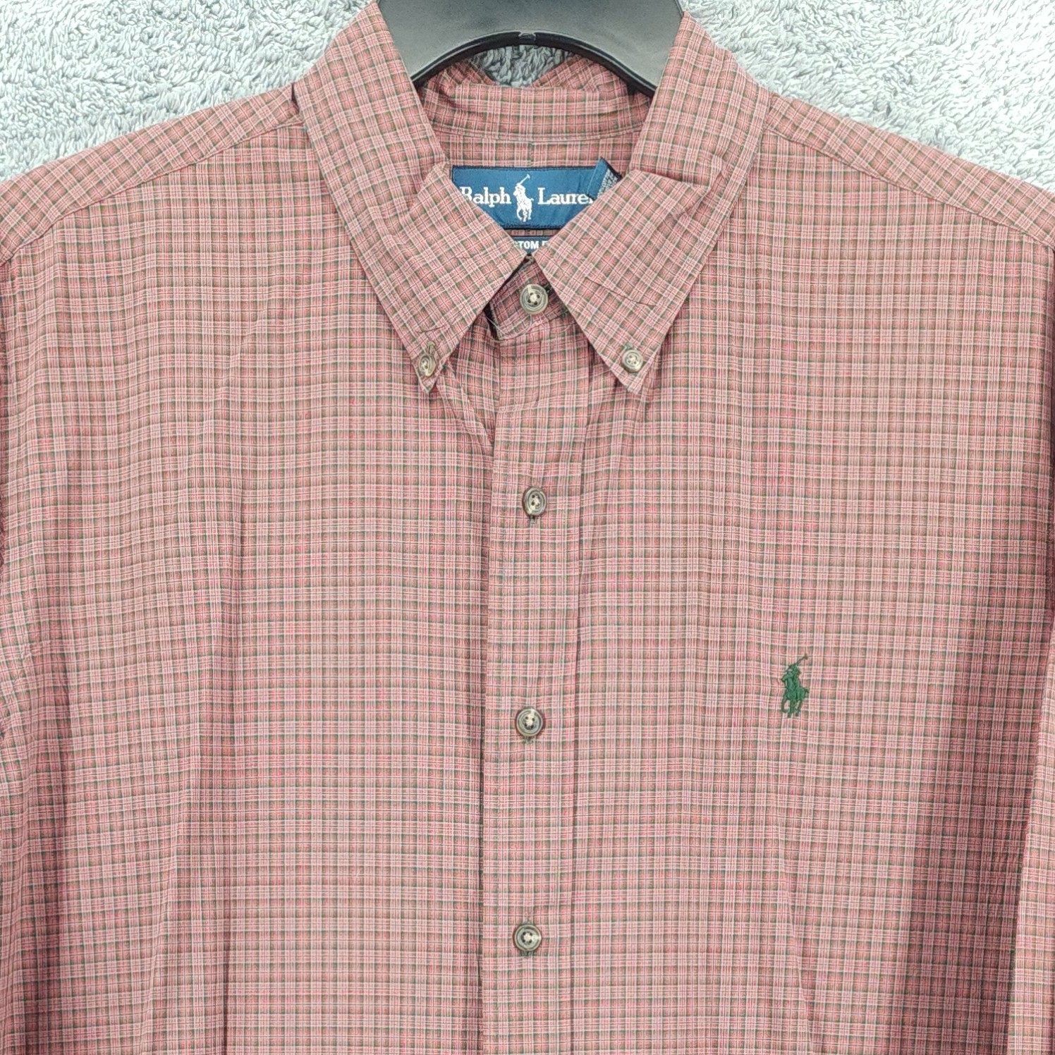 Polo Ralph Lauren Shirt Mens XL Red Custom Fit Plaid Long Sleeve Pony Logo