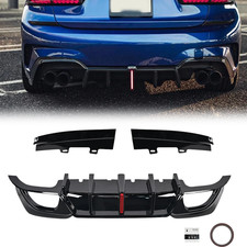 Cms Style Gloss Black Rear Diffuser W Led Light For 2019-2022 Bmw G20 3 Series