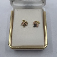 NEW Vintage 10K Black Hills Gold Tri-Color Earrings 14K Post
