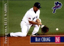 2014 Pensacola Blue Wahoos Team Issue #3 Ray Chang Kansas City Missouri MO Card