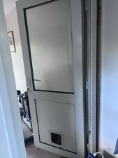 White PVC uPVC Door Replacement Panels With Built In Cat/Dog Flap 