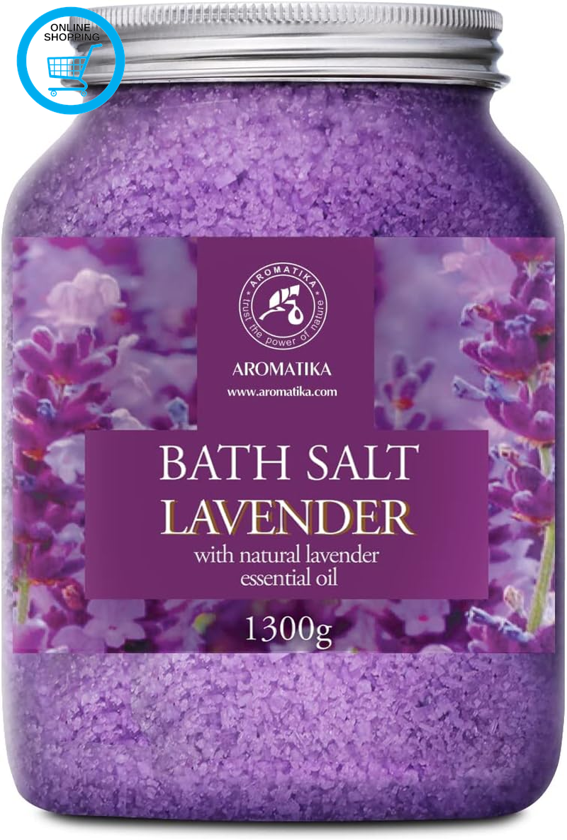 AROMATIKA Lavender Essential Oil Bath Salts – 1300 G Aromatherapy Bath Soak for