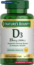 Nature'S Bounty Vit D3 1000 IU Immune Healthy Bones 250 Rapid Release Softgels