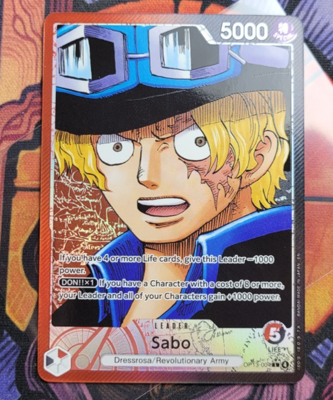 Sabo OP13-004 Manga Leader Rare One Piece Card English Carrying On