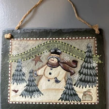 Christmas Wall Plaque With Snowman