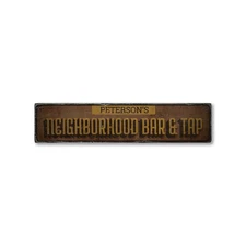 Neighborhood Bar & Tap, Custom Family - Rustic Distressed Wood Sign
