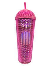 Starbucks 2025 Cold Cup Tumbler Iridescent Pink Domed Studded 24oz Venti