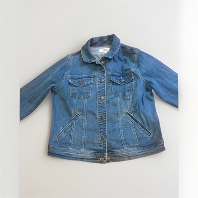 Monsoon Women's Blue Button-Front Denim Jacket w/ Pockets Short Size 10