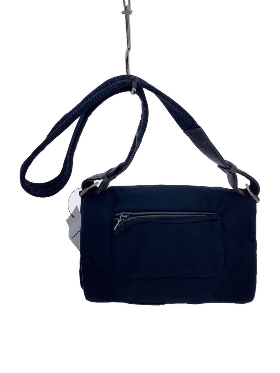 RARE PRADA Nylon Shoulder Bag in Navy Blue Plain Design