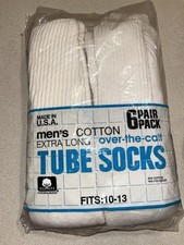 Vintage Extra Long Over The Calf Tube Socks Kmart 6 Pack Sz 10-13