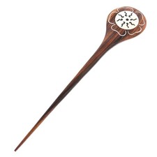 Sun Natural Handmade Wood With Inlay Hairstick Hairfork Hair Hairpin, 7 1/2"