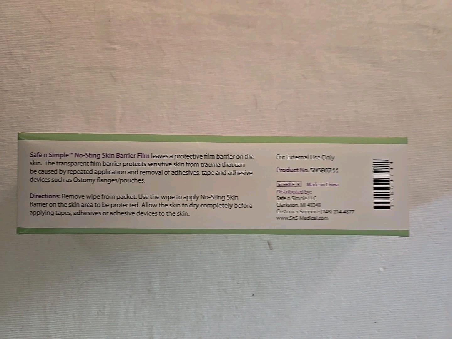 No Sting Skin Prep Wipes - 100 Individual Ostomy Barrier Film Wipes 2x2 SNS80744