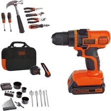 BLACK+DECKER 20V MAX Cordless Drill Kit – 68-Piece Home Tool Set with Storage
