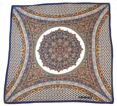 Topkapi Palace Museum Cotton Medallion Scarf Turkish Intricate Floral 34'' x 34''