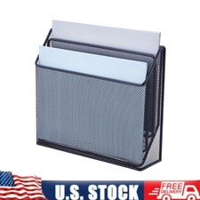 3 Compartments Desktop Organizers Metal Mesh Desk Organizer w/Hook Black US