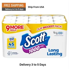 Scott 1000 1-Ply Toilet Paper 45 rolls, 1,000 sheets/roll