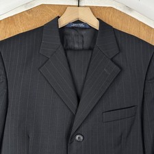 Hart Schaffner Marx Suit Boys 18 Black Pinstripe 3 Button Wool Pants 30x28 Flat