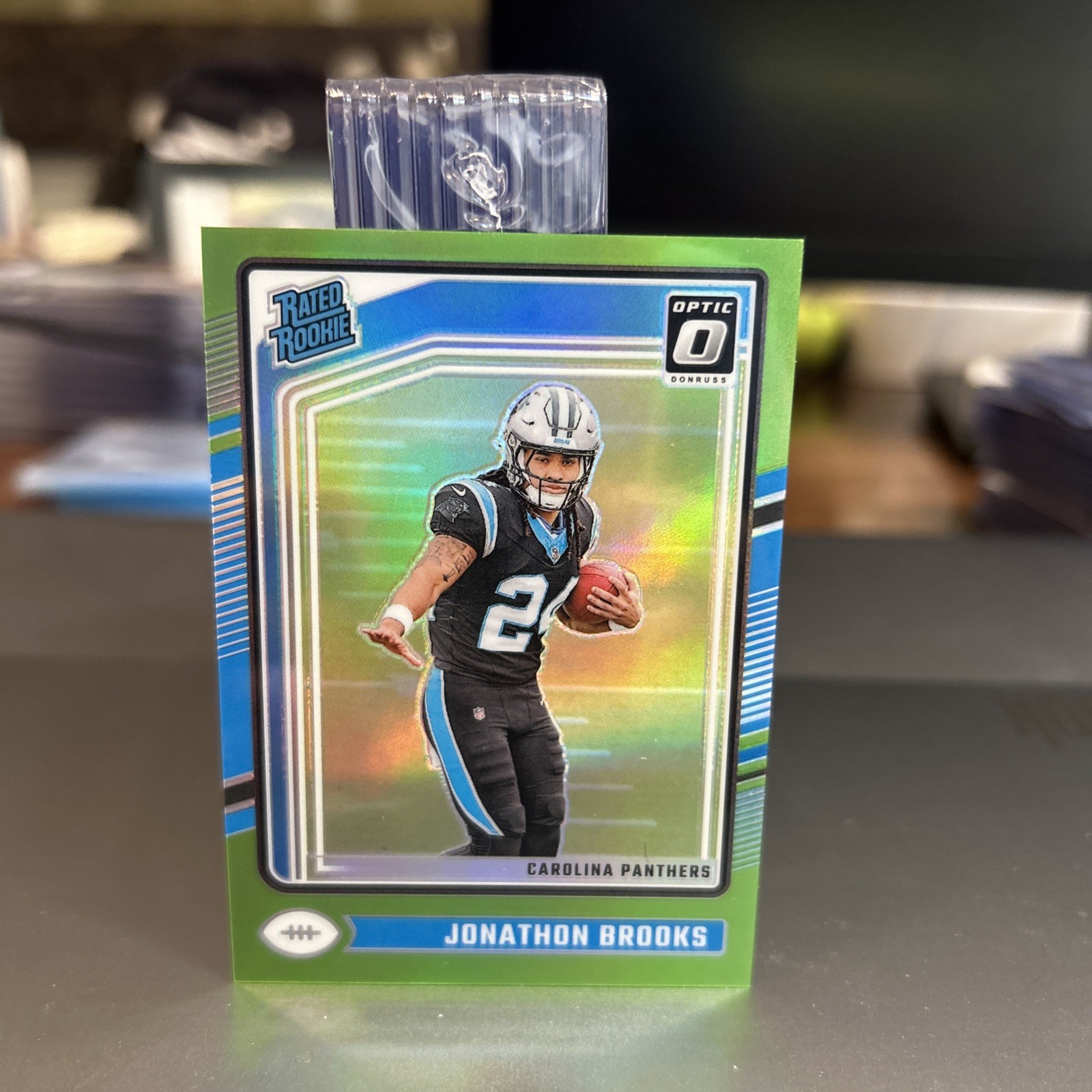 2024 Optic Rated Rookie #258 Lime Green Prizm Jonathon Brooks /50