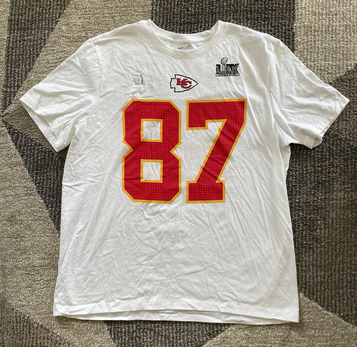 Men’s Nike Kansas City Chiefs Travis Kelce #87 T Shirt Super Bowl LIX Sz XL  NWOT