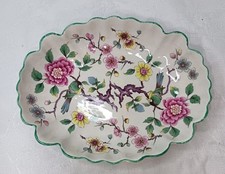 Vintage Old Foley Chinese Rose Oval Dish | James Kent Staffs Birds And Flowers