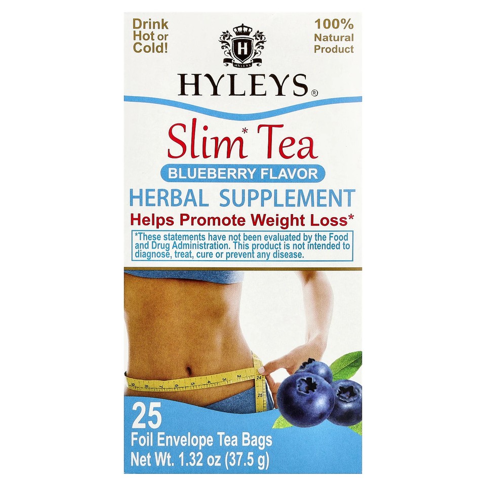 Slim Tea, Blueberry, 25 Foil Envelope Tea Bags, 1.32 oz (37.5 g)