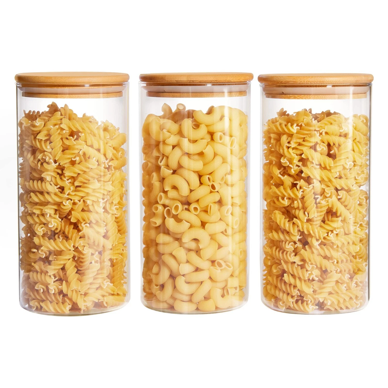 Vtopmart Set of 3 Glass Food Storage Jars with Airtight Bamboo Lids 50oz