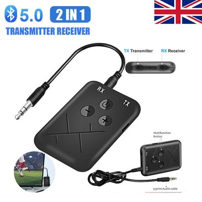 2-in-1 Wireless Bluetooth 5.0 Transmitter Empfänger Adapter Audio 3,5mm Klinke Aux`