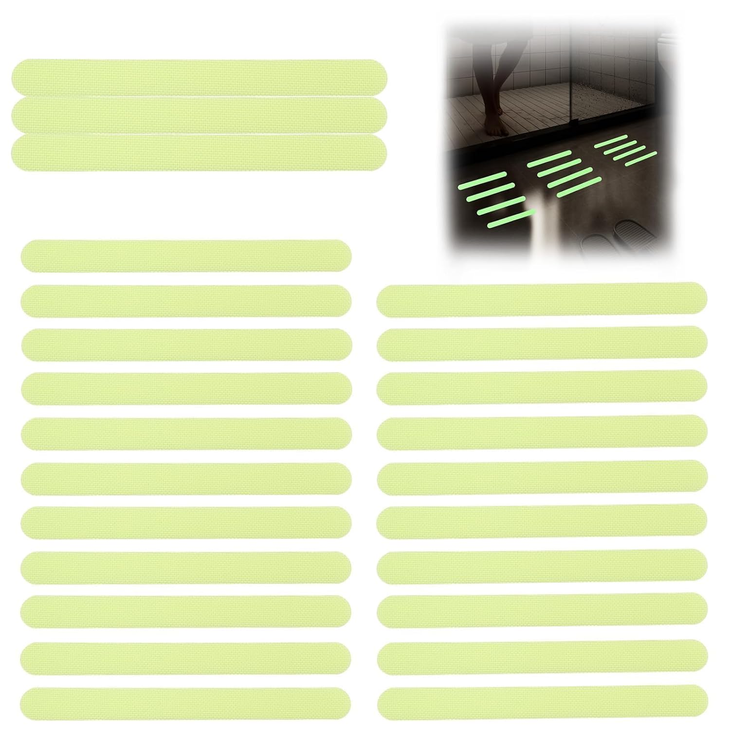 24Pcs 2X20Cm Glow in Dark anti Slip Tape Stair Grip Stickers Luminous Non Skid S