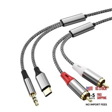 3-in-1 RCA Audio Cable, 2-Male RCA to 3.5mm Aux and USB-C 4.26ft RCA 3-in-1