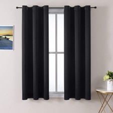 Cortinas Opacas Negras de 160 CM para Dormitorio y Sala Juego de 2 Pzs