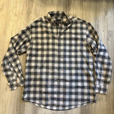Jos. A Bank Travelers Collection Men Size L Cotton Brown Plaid Long Sleeve Shirt