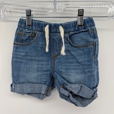 GAP Baby Denim Pull On Shorts 12 18 Months Rolled Cuff Drawstring Waist